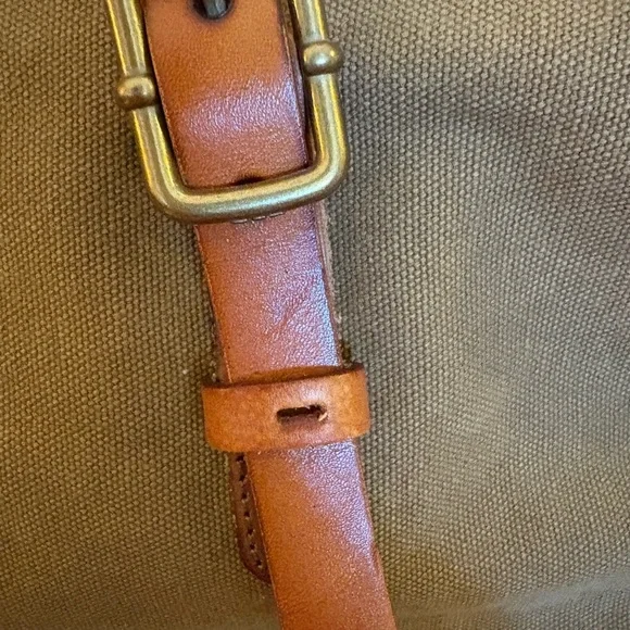 TSD Brand Canvas & Leather Crossbody Bag Olive/Brown, Earth & Style Collection - Picture 3 of 10